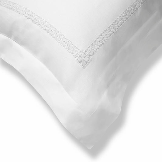 Eugenie Oxford Pillowcase in Pure White with Ajoure