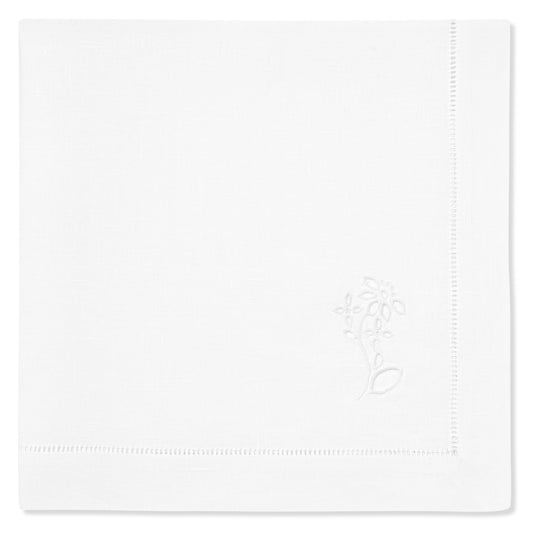 Set of Field Cornflower Napkins in Pure White with Broderie Anglaise
