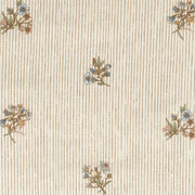 Paper-Backed Flax & Field Posy Pinstripe Printed Linen Wallcovering Multi/Oyster