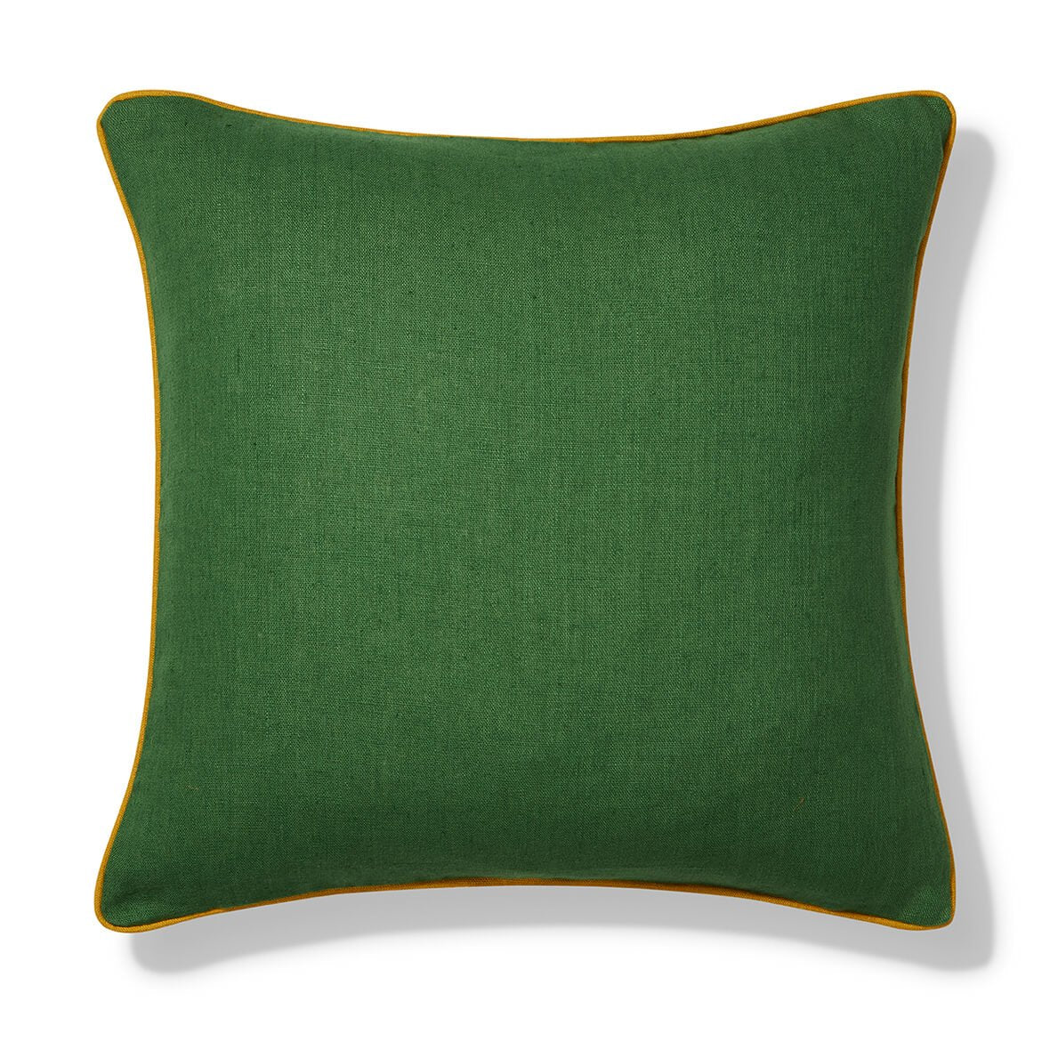 Emerald Cushion with Chinese Yellow Trim - Volga Linen