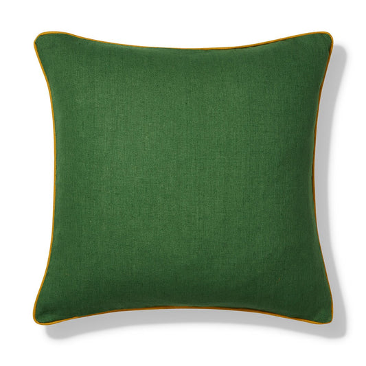 Emerald Cushion with Chinese Yellow Trim - Volga Linen
