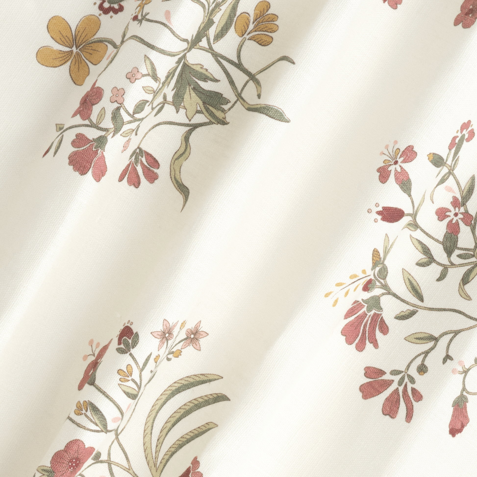 Flax & field flowers printed linen