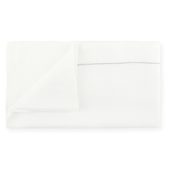 Liège Bath Sheet in Ivory White Waffle with Olive Green Hemstitch