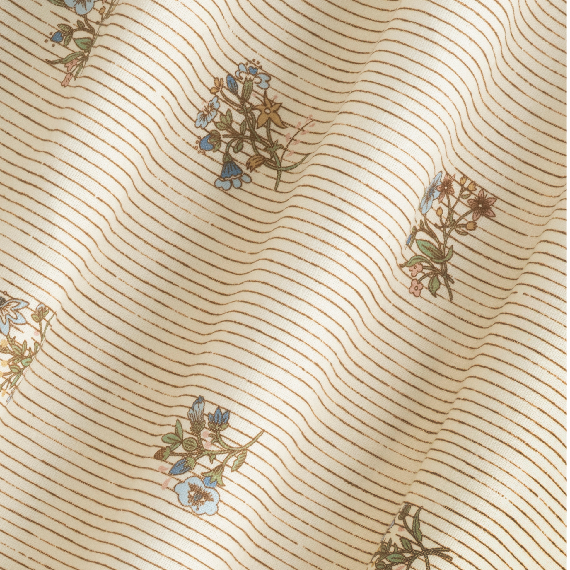 Flax & Field Posy Pinstripe Dual Use Printed Linen Multi/Oyster