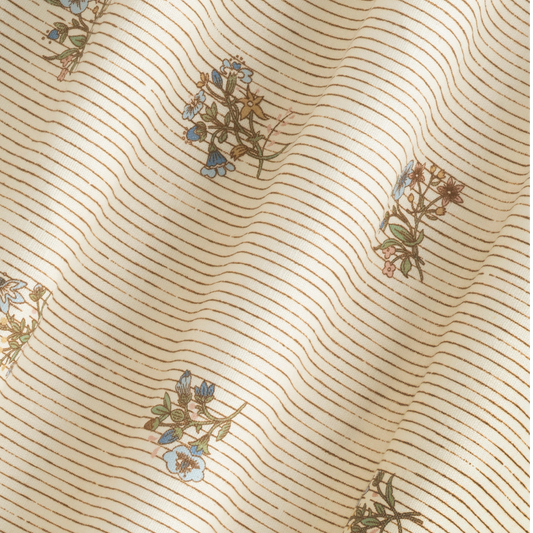 Flax & Field Posy Pinstripe Dual Use Printed Linen Multi/Oyster