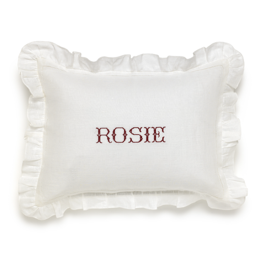Monogrammed Name Boudoir Pillow with Frill Edge