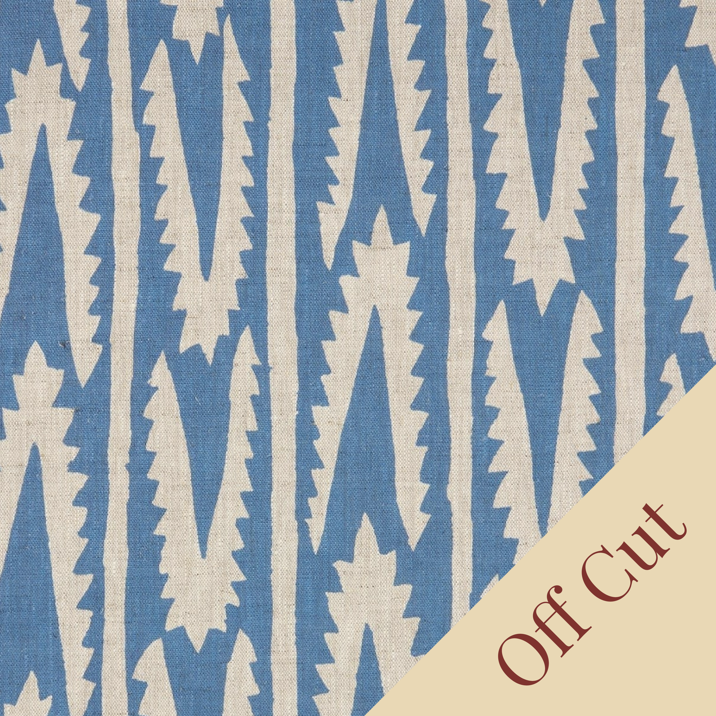 Off Cut - Shashka Dual Use Printed Linen Cornflower Blue/Natural