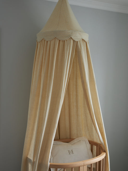 Narrow Stripe Linen Natural/White