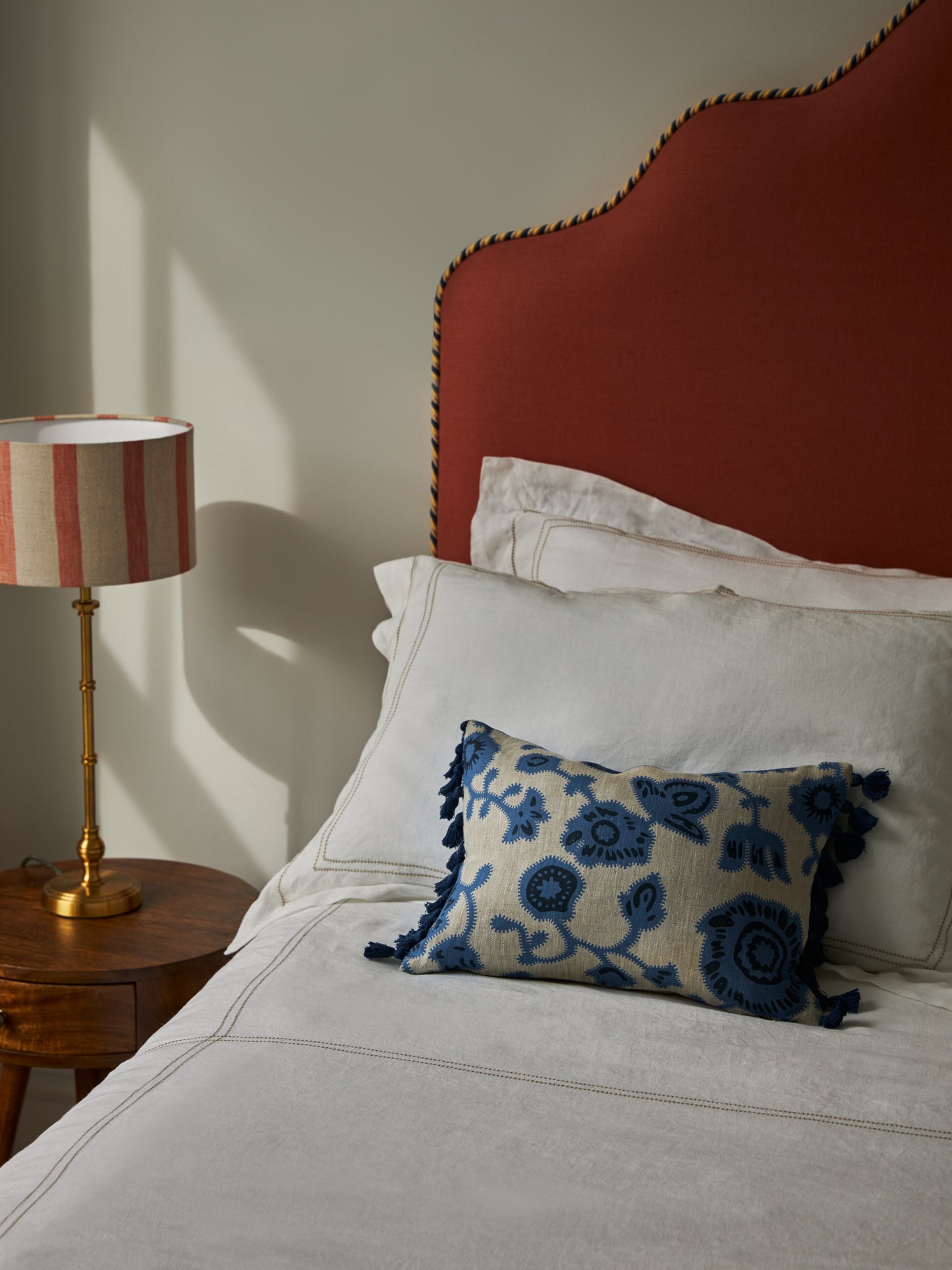 Persian Poppy Dual Use Printed Linen Cornflower Blue/Natural