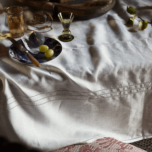 Tablecloth Hemstitch Ivory White – 175cm x 175cm