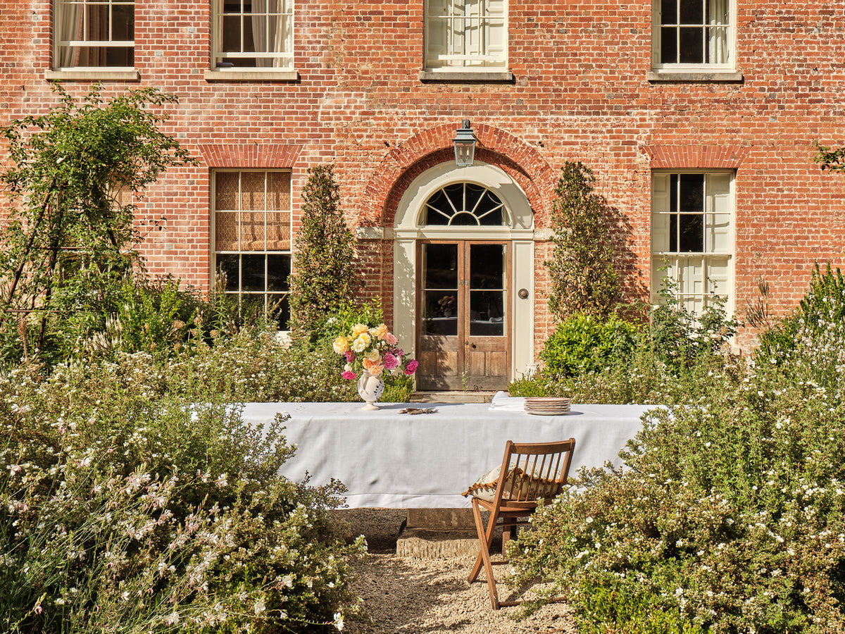 Field Flower Tablecloth in Pure White with Broderie Anglaise