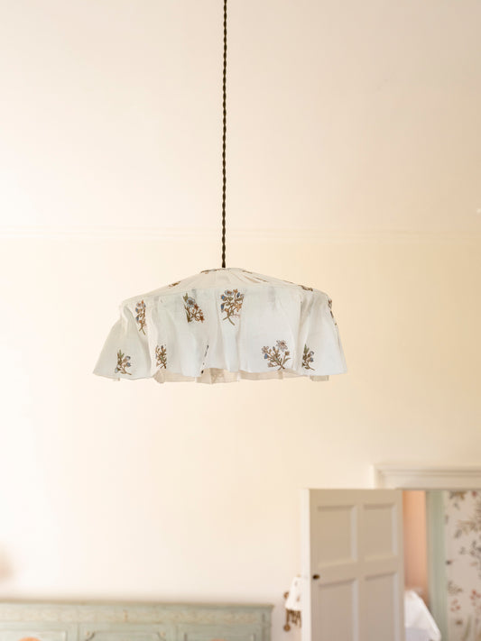 Flax & Field Posy Printed Voile Linen Multi/Ivory White
